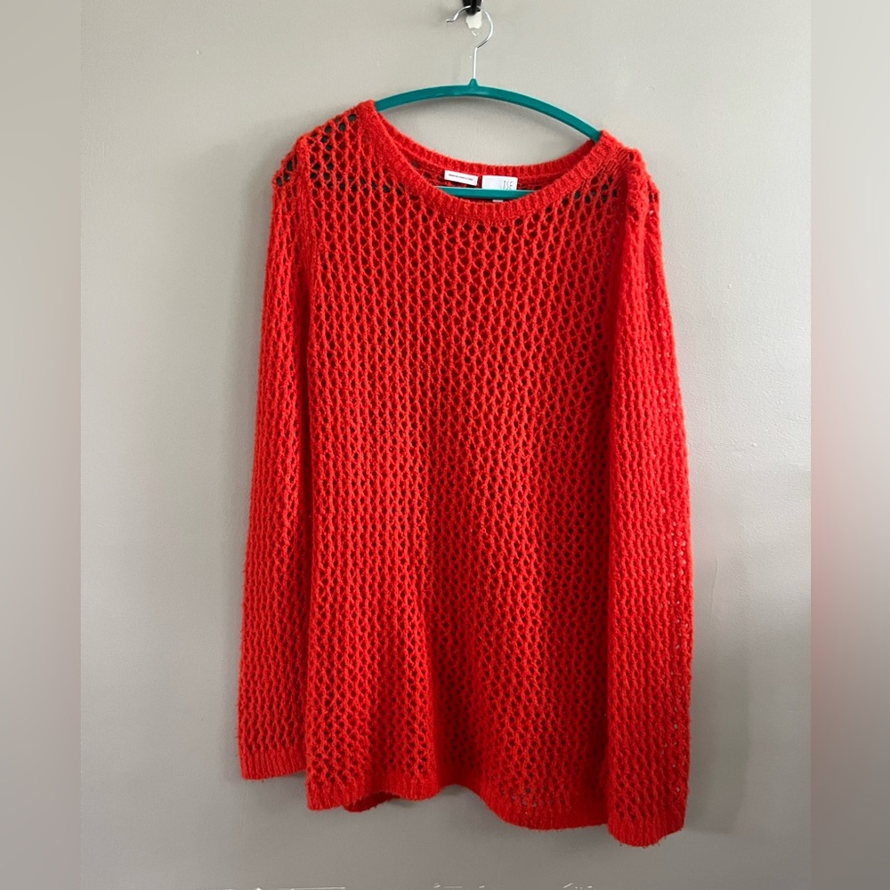 TSE Cashmere Open Knit Sweater - Dark Orange‎ Size Large Oversized